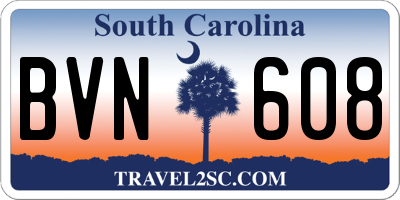 SC license plate BVN608