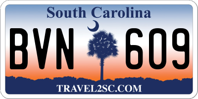 SC license plate BVN609