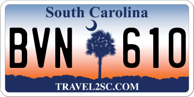 SC license plate BVN610