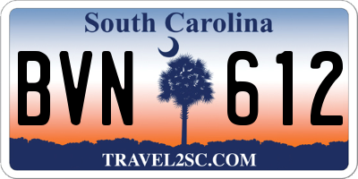 SC license plate BVN612