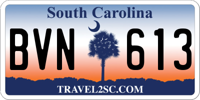 SC license plate BVN613