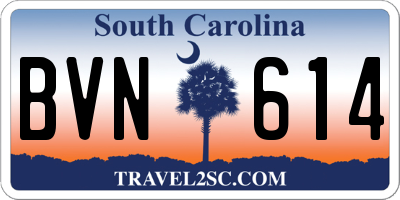 SC license plate BVN614