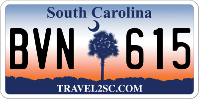 SC license plate BVN615