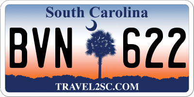 SC license plate BVN622