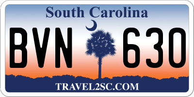 SC license plate BVN630
