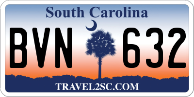 SC license plate BVN632