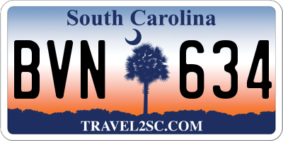 SC license plate BVN634