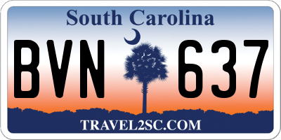 SC license plate BVN637