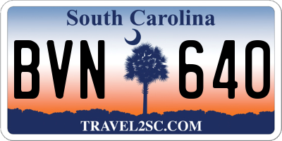 SC license plate BVN640
