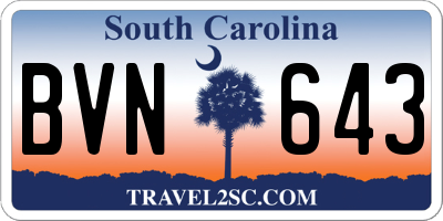 SC license plate BVN643