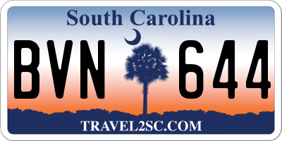 SC license plate BVN644