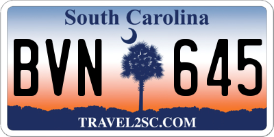SC license plate BVN645