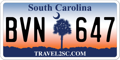 SC license plate BVN647