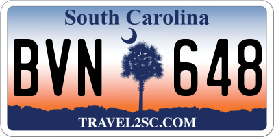 SC license plate BVN648