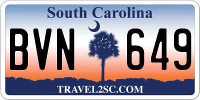 SC license plate BVN649