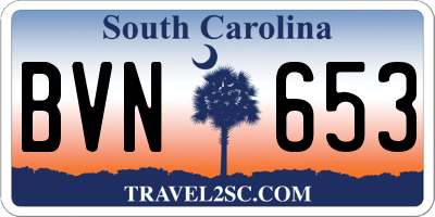 SC license plate BVN653