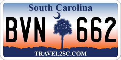 SC license plate BVN662