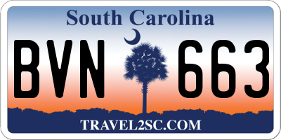 SC license plate BVN663