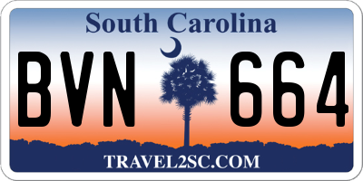 SC license plate BVN664