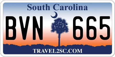 SC license plate BVN665
