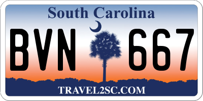 SC license plate BVN667