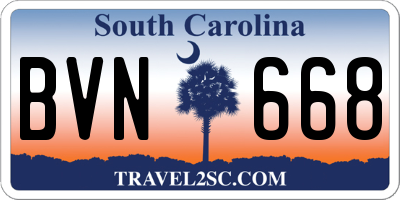 SC license plate BVN668
