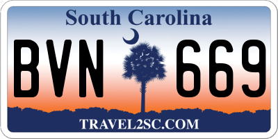 SC license plate BVN669