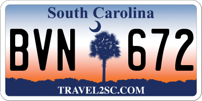 SC license plate BVN672