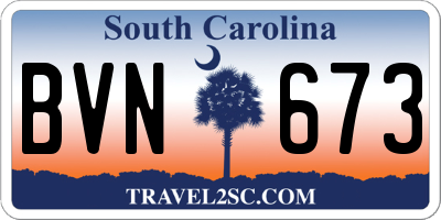 SC license plate BVN673