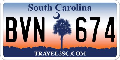 SC license plate BVN674