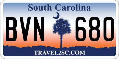 SC license plate BVN680
