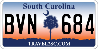 SC license plate BVN684