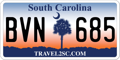 SC license plate BVN685