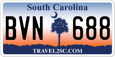 SC license plate BVN688