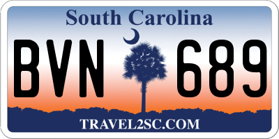 SC license plate BVN689