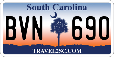 SC license plate BVN690