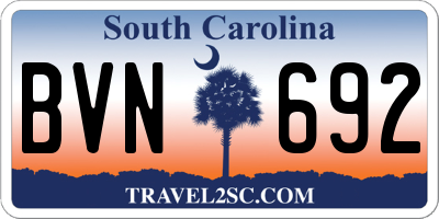 SC license plate BVN692