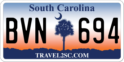 SC license plate BVN694