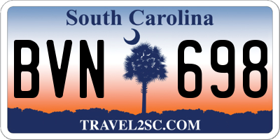 SC license plate BVN698