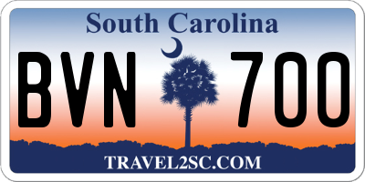 SC license plate BVN700