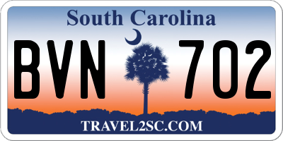 SC license plate BVN702