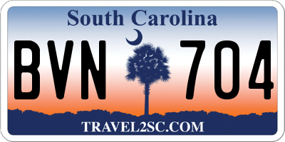 SC license plate BVN704