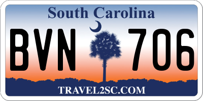 SC license plate BVN706