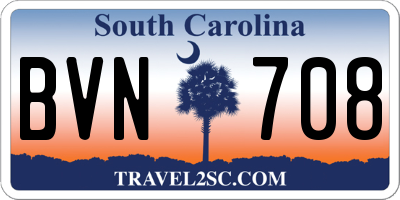 SC license plate BVN708