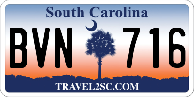 SC license plate BVN716