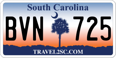 SC license plate BVN725