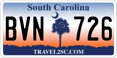 SC license plate BVN726