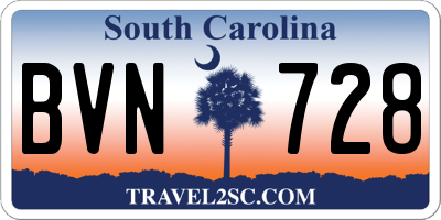 SC license plate BVN728