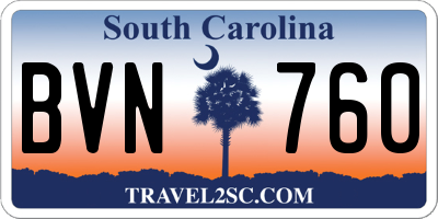 SC license plate BVN760
