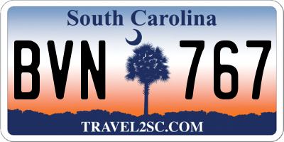 SC license plate BVN767